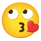 face blowing a kiss + face with rolling eyes