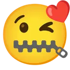 face blowing a kiss + zipper-mouth face