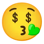 face blowing a kiss + money-mouth face