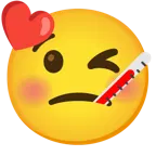 face blowing a kiss + face with thermometer