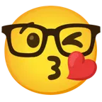face blowing a kiss + nerd face