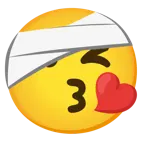 face blowing a kiss + face with head-bandage