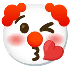 face blowing a kiss + clown face