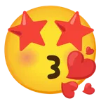 face blowing a kiss + star-struck