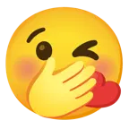 face blowing a kiss + face with hand over mouth