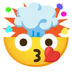 face blowing a kiss + exploding head