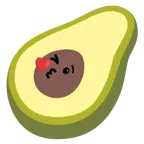 face blowing a kiss + avocado