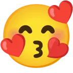 face blowing a kiss + smiling face with hearts