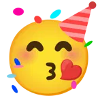 face blowing a kiss + partying face