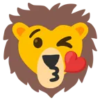 face blowing a kiss + lion