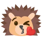face blowing a kiss + hedgehog