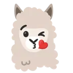 face blowing a kiss + llama