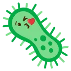 face blowing a kiss + microbe