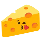 face blowing a kiss + cheese wedge