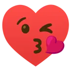face blowing a kiss + heart suit
