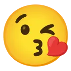 face blowing a kiss + red heart