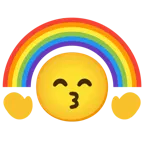 kissing face with smiling eyes + rainbow