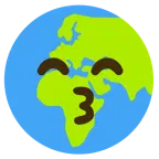kissing face with smiling eyes + globe showing Europe-Africa