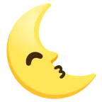 kissing face with smiling eyes + last quarter moon face