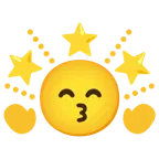 kissing face with smiling eyes + glowing star