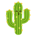 kissing face with smiling eyes + cactus