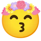 kissing face with smiling eyes + tulip