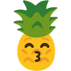 kissing face with smiling eyes + pineapple