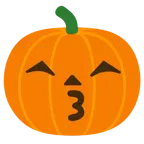 kissing face with smiling eyes + jack-o-lantern