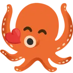 kissing face with smiling eyes + octopus