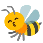 kissing face with smiling eyes + honeybee