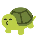 kissing face with smiling eyes + turtle