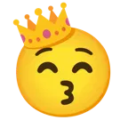 kissing face with smiling eyes + crown