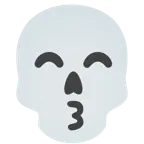 kissing face with smiling eyes + skull