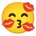 kissing face with smiling eyes + kiss mark