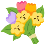 kissing face with smiling eyes + bouquet
