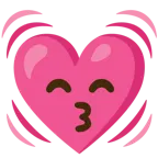 kissing face with smiling eyes + beating heart