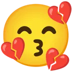 kissing face with smiling eyes + broken heart