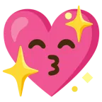 kissing face with smiling eyes + sparkling heart