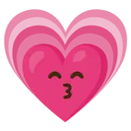 kissing face with smiling eyes + growing heart