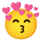 kissing face with smiling eyes + heart with arrow