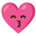 kissing face with smiling eyes + heart with ribbon