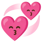 kissing face with smiling eyes + revolving hearts