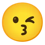 kissing face with smiling eyes + winking face