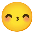 kissing face with smiling eyes + smiling face with smiling eyes