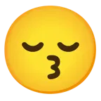 kissing face with smiling eyes + relieved face