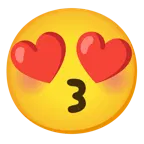 kissing face with smiling eyes + smiling face with heart-eyes