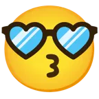 kissing face with smiling eyes + smiling face with sunglasses