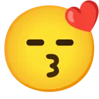 kissing face with smiling eyes + expressionless face