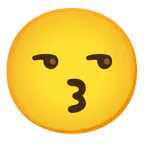 kissing face with smiling eyes + unamused face
