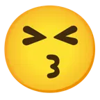 kissing face with smiling eyes + confounded face